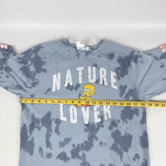 Mad Engine Women's Size XS Lisa Simpson NATURE LOVER Blue Tie Dye Sweatshirt - Picture 8 of 14